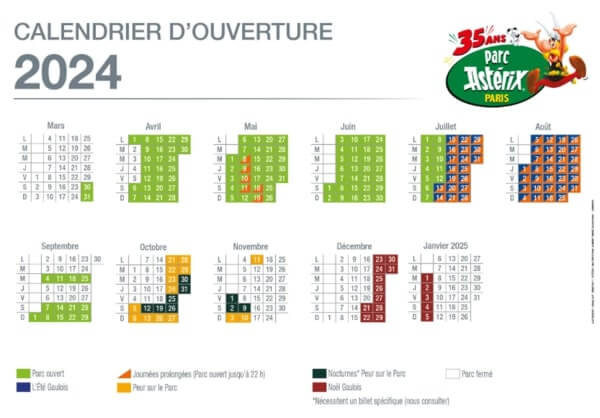 parc-astérix-calendrier-d' ouverture-2024